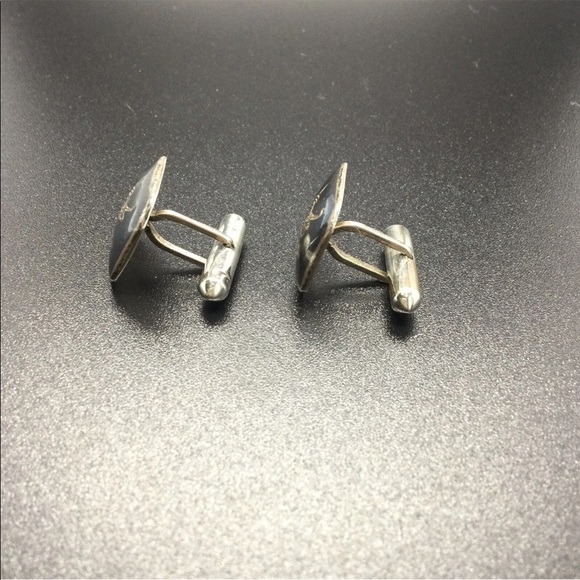 VINTAGE ROYAL SIAM MEKKALA GODDESS NIELLO ENAMEL STERLING SILVER CUFFLIN… - Picture 4 of 6